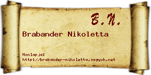 Brabander Nikoletta névjegykártya